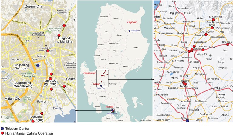 Map of TSF activities following Typhoon Ketsana & Parma in Philippines in 2009