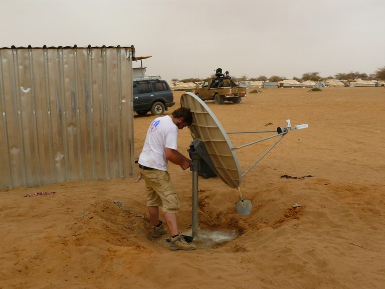 TSF staff installing a VSAT in Niger