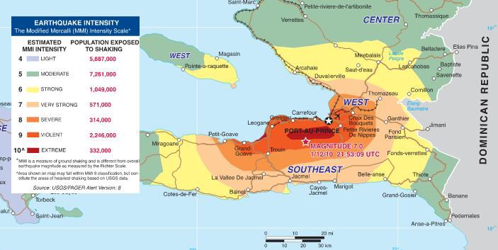 Haïti - Séisme 2010 intensité